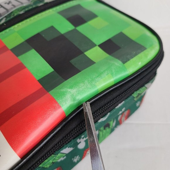 Minecraft Lunch Box Creeper TNT Boys 3 Compartment 10" Plastic Black Insulated - Picture 5 of 13